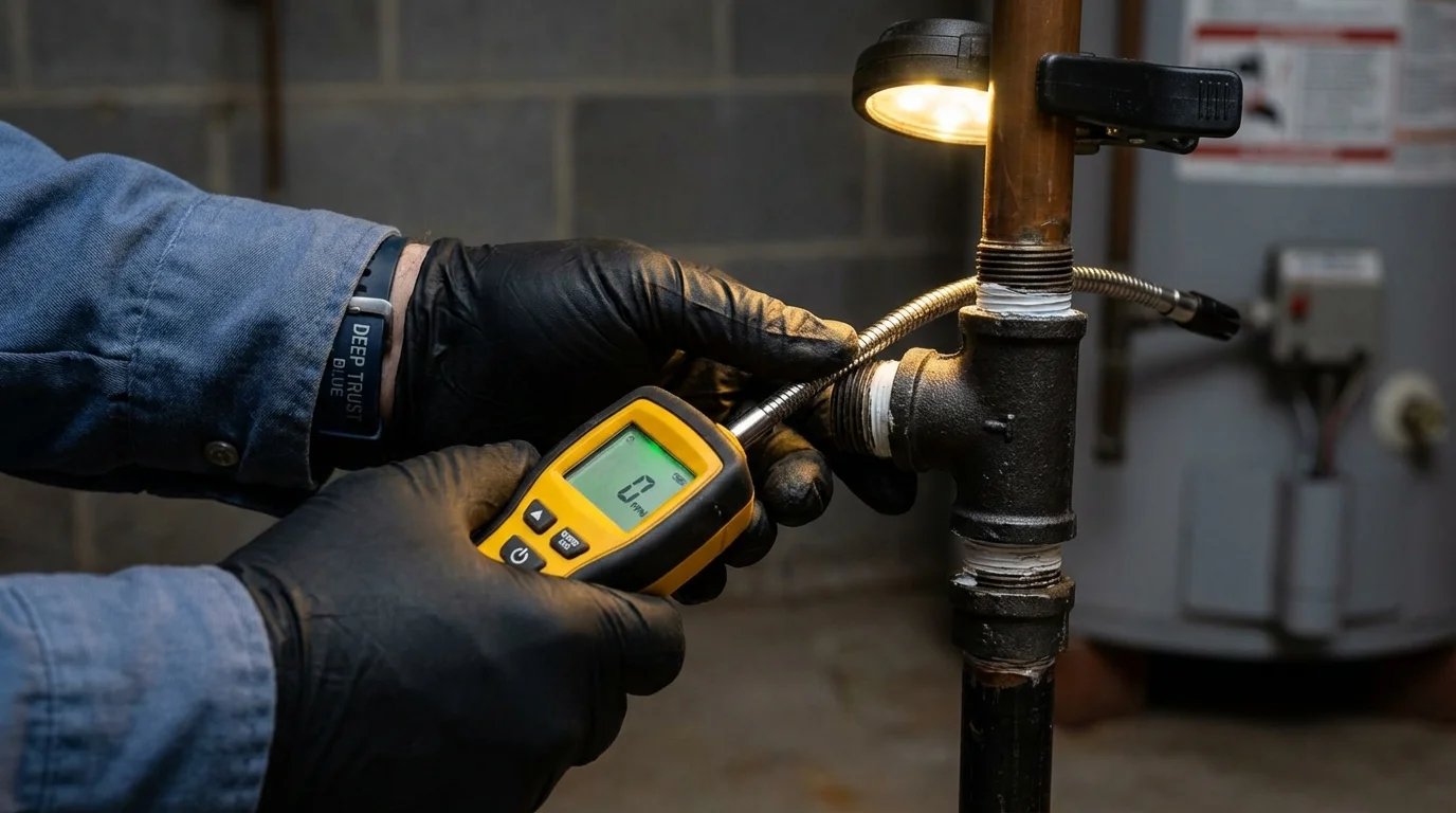 Gas leak detection with electronic sniffer by Johns Plumbing LLC in Tulsa