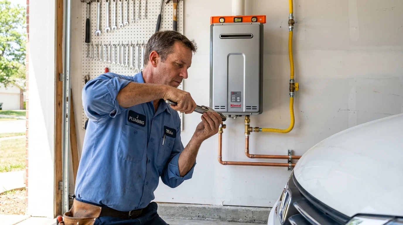 Tankless water heater installation by a Johns Plumbing LLC plumber in Tulsa